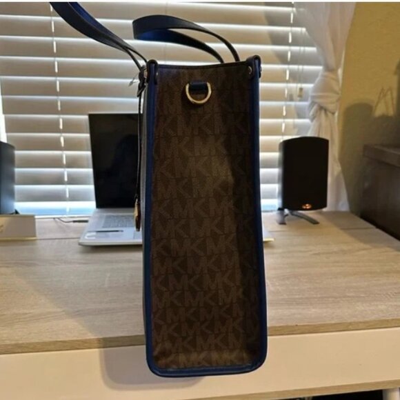 NEW Large Michael Kors Maple brown tote bag River Blue handles & shoulder strap - Picture 5 of 11